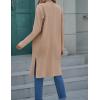 MEROKEETY Women’s Open Front Coatigan Sweater Long Sleeve Casual Knit Lapel Cardigan Coat with Pockets(Khaki)