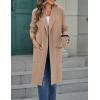 MEROKEETY Women’s Open Front Coatigan Sweater Long Sleeve Casual Knit Lapel Cardigan Coat with Pockets(Khaki)