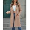 MEROKEETY Women’s Open Front Coatigan Sweater Long Sleeve Casual Knit Lapel Cardigan Coat with Pockets(Khaki)