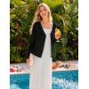 MEROKEETY Women’s Open Front Lightweight Cardigan 2026 Summer Casual Long Sleeve Button Beach Cover Up Tops(Black)