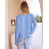 MEROKEETY Women’s Open Front Lightweight Cardigan 2026 Summer Casual Long Sleeve Button Beach Cover Up Tops(Blue)