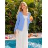 MEROKEETY Women’s Open Front Lightweight Cardigan 2026 Summer Casual Long Sleeve Button Beach Cover Up Tops(Blue)