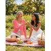 MEROKEETY Women’s Open Front Lightweight Cardigan 2026 Summer Casual Long Sleeve Button Beach Cover Up Tops(Coral Red)