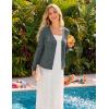 MEROKEETY Women’s Open Front Lightweight Cardigan 2026 Summer Casual Long Sleeve Button Beach Cover Up Tops(Dark Grey)