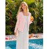 MEROKEETY Women’s Open Front Lightweight Cardigan 2026 Summer Casual Long Sleeve Button Beach Cover Up Tops(Light Pink)