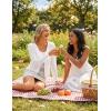 MEROKEETY Women’s Open Front Lightweight Cardigan 2026 Summer Casual Long Sleeve Button Beach Cover Up Tops(White)
