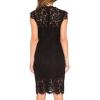 MEROKEETY Women’s Sleeveless Lace Floral Elegant Cocktail Dress Crew Neck Knee Length for Party(Black)