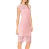 MEROKEETY Women’s Sleeveless Lace Floral Elegant Cocktail Dress Crew Neck Knee Length for Party(Blush Bean)