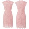 MEROKEETY Women’s Sleeveless Lace Floral Elegant Cocktail Dress Crew Neck Knee Length for Party(Blush Bean)
