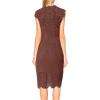 MEROKEETY Women’s Sleeveless Lace Floral Elegant Cocktail Dress Crew Neck Knee Length for Party(Coffee)