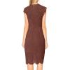 MEROKEETY Women’s Sleeveless Lace Floral Elegant Cocktail Dress Crew Neck Knee Length for Party(Coffee)