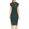 MEROKEETY Women’s Sleeveless Lace Floral Elegant Cocktail Dress Crew Neck Knee Length for Party(Dark Green)