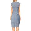 MEROKEETY Women’s Sleeveless Lace Floral Elegant Cocktail Dress Crew Neck Knee Length for Party(Gray Blue)