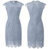 MEROKEETY Women’s Sleeveless Lace Floral Elegant Cocktail Dress Crew Neck Knee Length for Party(Gray Blue)