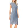 MEROKEETY Women’s Sleeveless Lace Floral Elegant Cocktail Dress Crew Neck Knee Length for Party(Gray Blue)