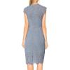 MEROKEETY Women’s Sleeveless Lace Floral Elegant Cocktail Dress Crew Neck Knee Length for Party(Gray Blue)