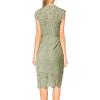 MEROKEETY Women’s Sleeveless Lace Floral Elegant Cocktail Dress Crew Neck Knee Length for Party(Light Olive)