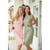 MEROKEETY Women’s Sleeveless Lace Floral Elegant Cocktail Dress Crew Neck Knee Length for Party(Light Olive)