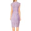 MEROKEETY Women’s Sleeveless Lace Floral Elegant Cocktail Dress Crew Neck Knee Length for Party(Light Violet)