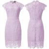 MEROKEETY Women’s Sleeveless Lace Floral Elegant Cocktail Dress Crew Neck Knee Length for Party(Light Violet)