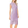 MEROKEETY Women’s Sleeveless Lace Floral Elegant Cocktail Dress Crew Neck Knee Length for Party(Light Violet)