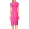 MEROKEETY Women’s Sleeveless Lace Floral Elegant Cocktail Dress Crew Neck Knee Length for Party(Magenta)