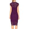 MEROKEETY Women’s Sleeveless Lace Floral Elegant Cocktail Dress Crew Neck Knee Length for Party(Plum)
