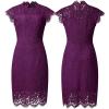 MEROKEETY Women’s Sleeveless Lace Floral Elegant Cocktail Dress Crew Neck Knee Length for Party(Plum)