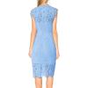 MEROKEETY Women’s Sleeveless Lace Floral Elegant Cocktail Dress Crew Neck Knee Length for Party(Powder Blue)