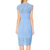 MEROKEETY Women’s Sleeveless Lace Floral Elegant Cocktail Dress Crew Neck Knee Length for Party(Powder Blue)