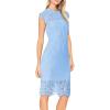 MEROKEETY Women’s Sleeveless Lace Floral Elegant Cocktail Dress Crew Neck Knee Length for Party(Powder Blue)