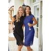 MEROKEETY Women’s Sleeveless Lace Floral Elegant Cocktail Dress Crew Neck Knee Length for Party(Royal)
