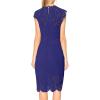 MEROKEETY Women’s Sleeveless Lace Floral Elegant Cocktail Dress Crew Neck Knee Length for Party(Royal)