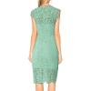 MEROKEETY Women’s Sleeveless Lace Floral Elegant Cocktail Dress Crew Neck Knee Length for Party(Sage)