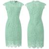MEROKEETY Women’s Sleeveless Lace Floral Elegant Cocktail Dress Crew Neck Knee Length for Party(Sage)
