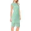 MEROKEETY Women’s Sleeveless Lace Floral Elegant Cocktail Dress Crew Neck Knee Length for Party(Sage)
