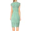 MEROKEETY Women’s Sleeveless Lace Floral Elegant Cocktail Dress Crew Neck Knee Length for Party(Sage)