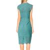 MEROKEETY Women’s Sleeveless Lace Floral Elegant Cocktail Dress Crew Neck Knee Length for Party(Turquoise)
