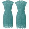 MEROKEETY Women’s Sleeveless Lace Floral Elegant Cocktail Dress Crew Neck Knee Length for Party(Turquoise)