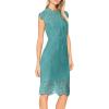 MEROKEETY Women’s Sleeveless Lace Floral Elegant Cocktail Dress Crew Neck Knee Length for Party(Turquoise)