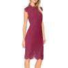 MEROKEETY Women’s Sleeveless Lace Floral Elegant Cocktail Dress Crew Neck Knee Length for Party(Velvet Wine)