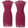 MEROKEETY Women’s Sleeveless Lace Floral Elegant Cocktail Dress Crew Neck Knee Length for Party(Velvet Wine)