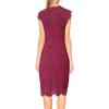 MEROKEETY Women’s Sleeveless Lace Floral Elegant Cocktail Dress Crew Neck Knee Length for Party(Velvet Wine)