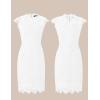 MEROKEETY Women’s Sleeveless Lace Floral Elegant Cocktail Dress Crew Neck Knee Length for Party(White)