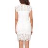 MEROKEETY Women’s Sleeveless Lace Floral Elegant Cocktail Dress Crew Neck Knee Length for Party(White)