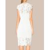 MEROKEETY Women’s Sleeveless Lace Floral Elegant Cocktail Dress Crew Neck Knee Length for Party(White)