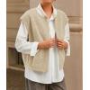 MEROKEETY Women’s Sleeveless Sherpa Lined Vest 2026 Oversized Outerwear with Pockets(Apricot)