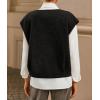 MEROKEETY Women’s Sleeveless Sherpa Lined Vest 2026 Oversized Outerwear with Pockets(Black)