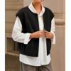 MEROKEETY Women’s Sleeveless Sherpa Lined Vest 2026 Oversized Outerwear with Pockets(Black)