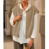 MEROKEETY Women’s Sleeveless Sherpa Lined Vest 2026 Oversized Outerwear with Pockets(Khaki)